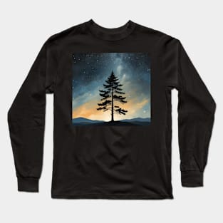 Whispers of the Cosmos: Pine Tree Harmony Long Sleeve T-Shirt